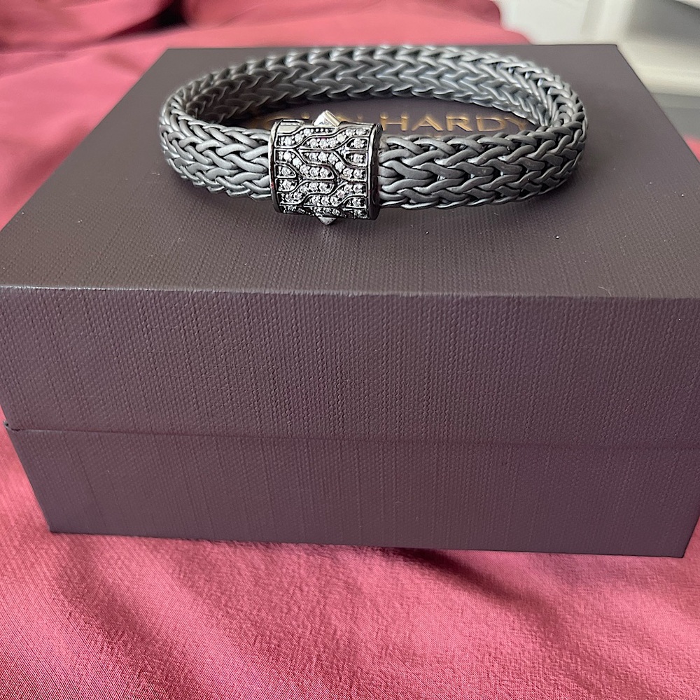 BNWB - John Hardy 11 MM Chain Bracelet Size 7 - Matte Black Rhodium Finish
